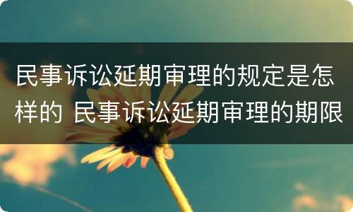 民事诉讼延期审理的规定是怎样的 民事诉讼延期审理的期限