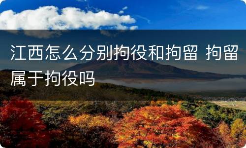江西怎么分别拘役和拘留 拘留属于拘役吗