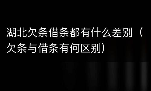 湖北欠条借条都有什么差别（欠条与借条有何区别）
