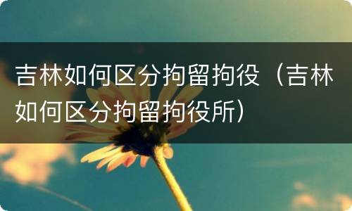 吉林如何区分拘留拘役（吉林如何区分拘留拘役所）
