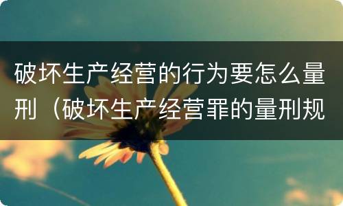 破坏生产经营的行为要怎么量刑（破坏生产经营罪的量刑规则）
