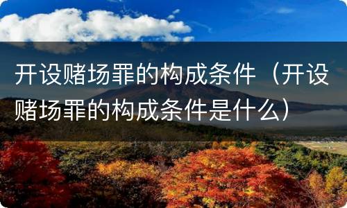 开设赌场罪的构成条件（开设赌场罪的构成条件是什么）