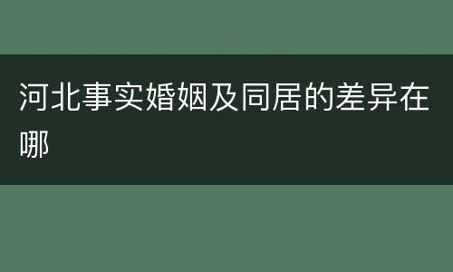 河北事实婚姻及同居的差异在哪