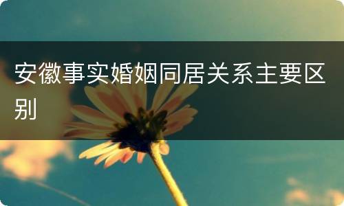 安徽事实婚姻同居关系主要区别