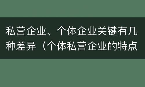 私营企业、个体企业关键有几种差异（个体私营企业的特点）