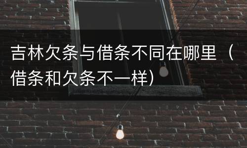 吉林欠条与借条不同在哪里（借条和欠条不一样）