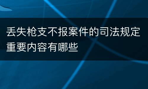 丢失枪支不报案件的司法规定重要内容有哪些