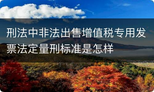 刑法中非法出售增值税专用发票法定量刑标准是怎样