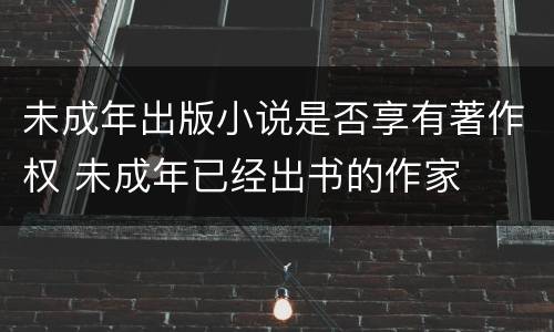 未成年出版小说是否享有著作权 未成年已经出书的作家