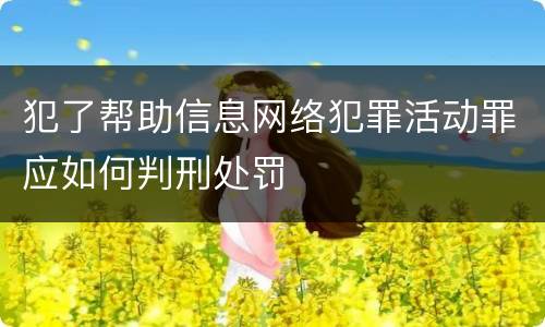 犯了帮助信息网络犯罪活动罪应如何判刑处罚