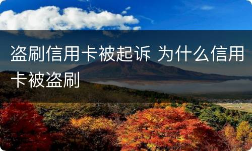 盗刷信用卡被起诉 为什么信用卡被盗刷