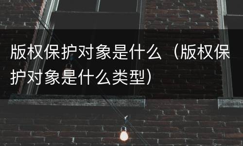版权保护对象是什么（版权保护对象是什么类型）
