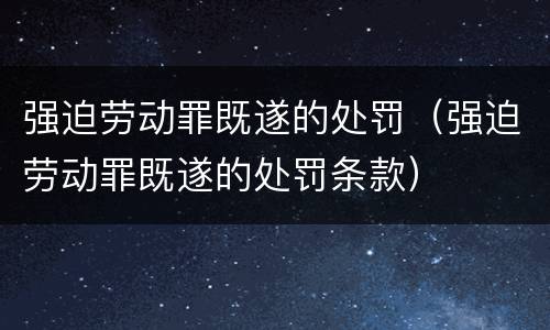 强迫劳动罪既遂的处罚（强迫劳动罪既遂的处罚条款）