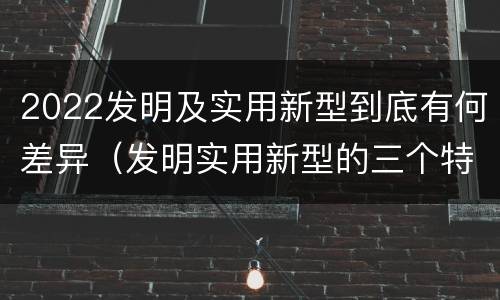 2022发明及实用新型到底有何差异（发明实用新型的三个特点）