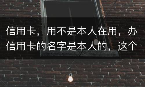 信用卡,用不是本人在用,办信用卡的名字是本人的,这个我有责任吗