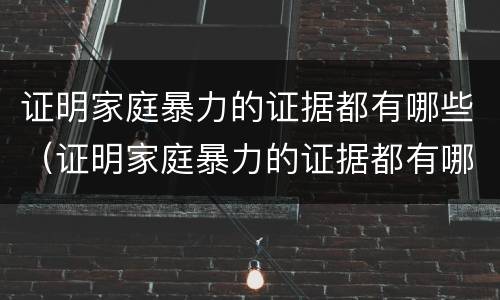 证明家庭暴力的证据都有哪些（证明家庭暴力的证据都有哪些图片）