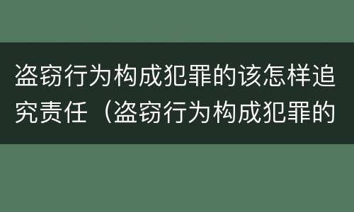 盗窃行为构成犯罪的该怎样追究责任（盗窃行为构成犯罪的该怎样追究责任呢）