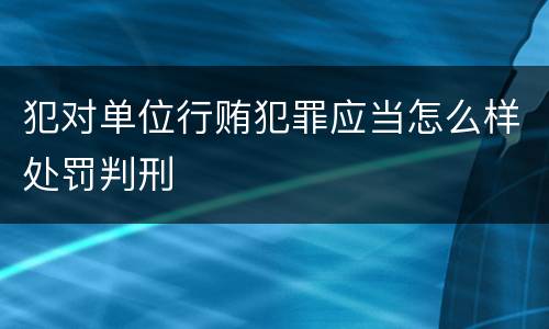 犯对单位行贿犯罪应当怎么样处罚判刑