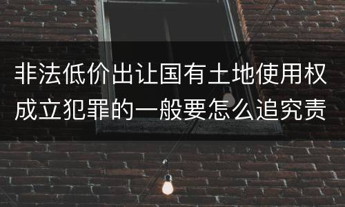 非法低价出让国有土地使用权成立犯罪的一般要怎么追究责任