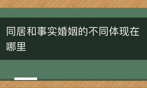 同居和事实婚姻的不同体现在哪里