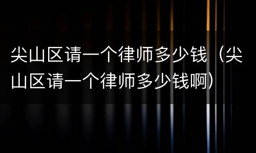 尖山区请一个律师多少钱（尖山区请一个律师多少钱啊）