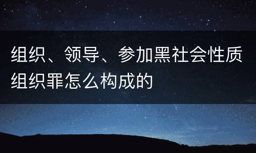 组织、领导、参加黑社会性质组织罪怎么构成的