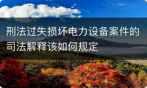 刑法过失损坏电力设备案件的司法解释该如何规定