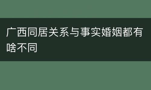 广西同居关系与事实婚姻都有啥不同