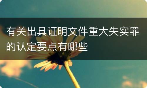 有关出具证明文件重大失实罪的认定要点有哪些