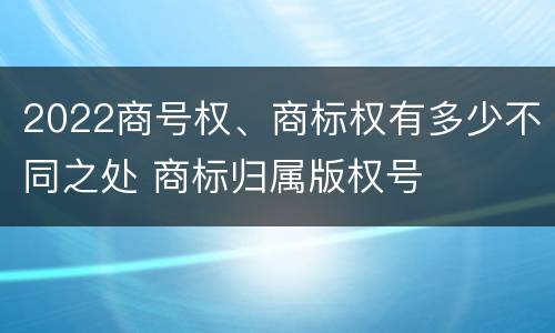 2022商号权、商标权有多少不同之处 商标归属版权号