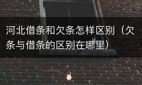 河北借条和欠条怎样区别（欠条与借条的区别在哪里）