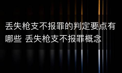丢失枪支不报罪的判定要点有哪些 丢失枪支不报罪概念
