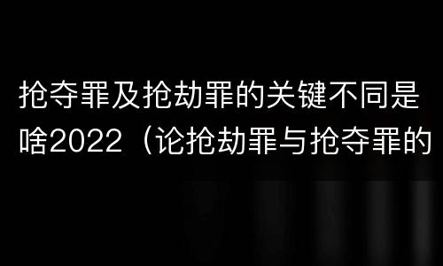 抢夺罪及抢劫罪的关键不同是啥2022（论抢劫罪与抢夺罪的界限）