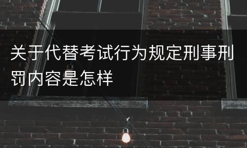 关于代替考试行为规定刑事刑罚内容是怎样