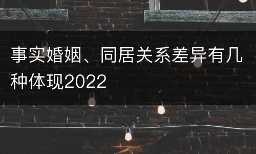 事实婚姻、同居关系差异有几种体现2022