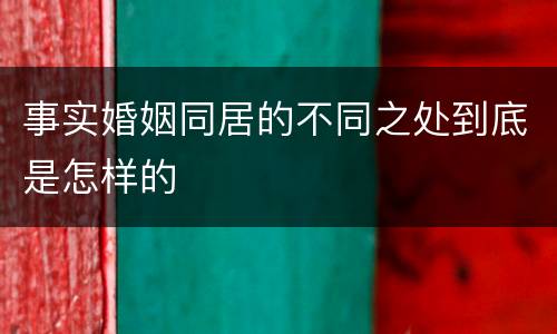 事实婚姻同居的不同之处到底是怎样的