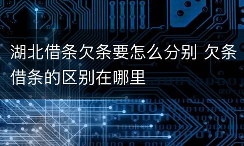湖北借条欠条要怎么分别 欠条借条的区别在哪里