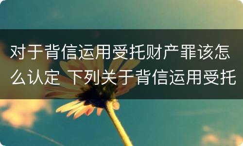 对于背信运用受托财产罪该怎么认定 下列关于背信运用受托财产罪的说法中正确的是