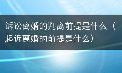 诉讼离婚的判离前提是什么（起诉离婚的前提是什么）
