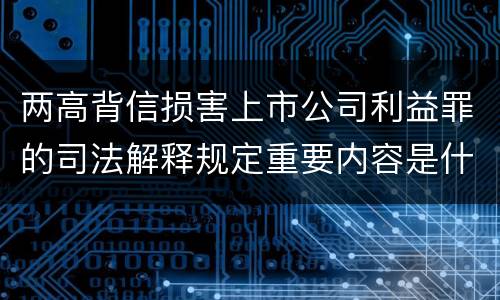 两高背信损害上市公司利益罪的司法解释规定重要内容是什么