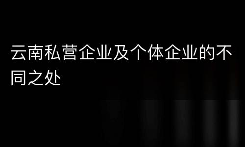 云南私营企业及个体企业的不同之处