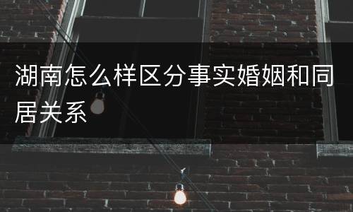 湖南怎么样区分事实婚姻和同居关系