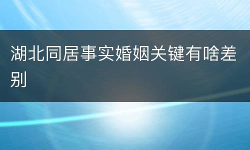 湖北同居事实婚姻关键有啥差别