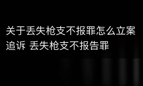 关于丢失枪支不报罪怎么立案追诉 丢失枪支不报告罪