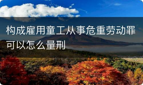 构成雇用童工从事危重劳动罪可以怎么量刑