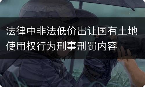 法律中非法低价出让国有土地使用权行为刑事刑罚内容