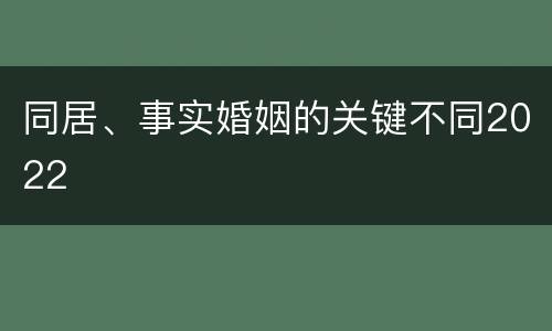 同居、事实婚姻的关键不同2022