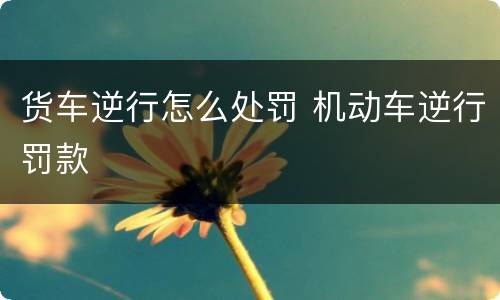 货车逆行怎么处罚 机动车逆行罚款