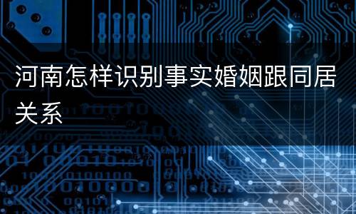 河南怎样识别事实婚姻跟同居关系