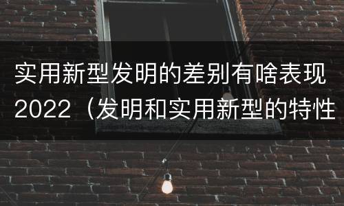 实用新型发明的差别有啥表现2022（发明和实用新型的特性）